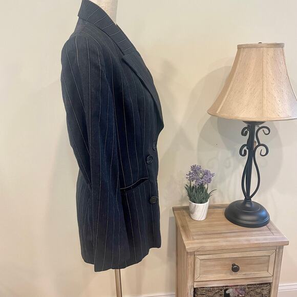 Vintage MARK EISEN COUTURE Pin Stripe Double Breasted Blazer Sz 4 - Picture 4 of 8